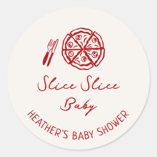 Slice Slice Baby Pizza Baby Shower Favor Ronde Sticker (Voorkant)