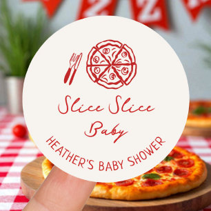 Slice Slice Baby Pizza Baby Shower Favor Ronde Sticker