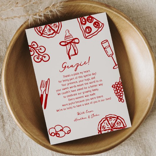 Slice Slice Baby Pizza Baby Shower Grazie Bedankkaart