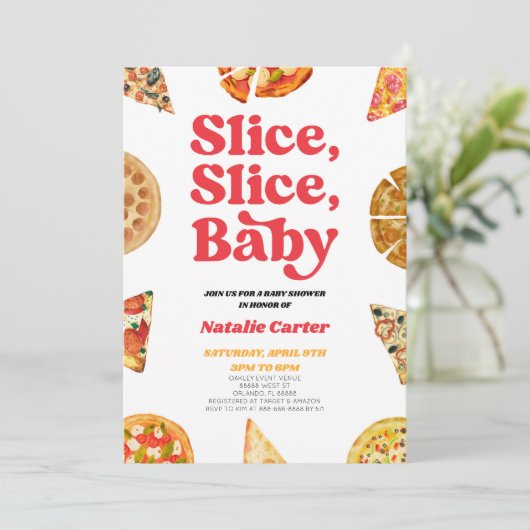Slice, Slice, Baby! Pizza Baby shower Kaart (Staand voorkant)