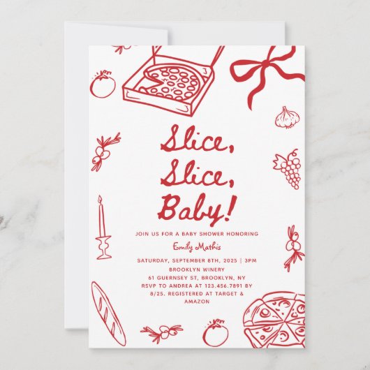 Slice Slice Baby Pizza Baby shower Kaart (Voorkant)