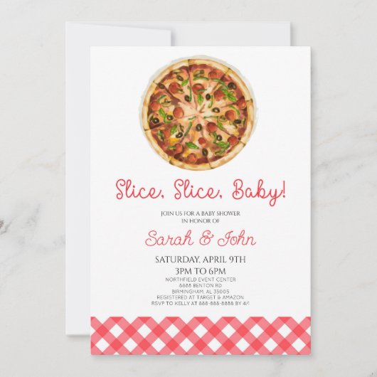 Slice, Slice, Baby! Pizza Baby Shower Kaart (Voorkant)