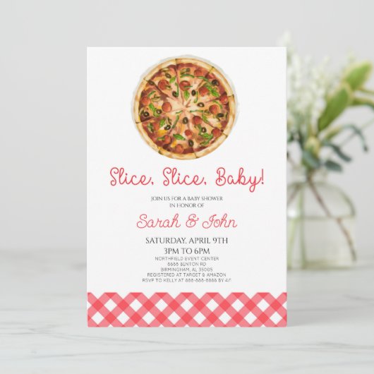 Slice, Slice, Baby! Pizza Baby Shower Kaart (Staand voorkant)