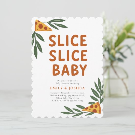 Slice Slice Baby Pizza Baby shower Kaart (Staand voorkant)