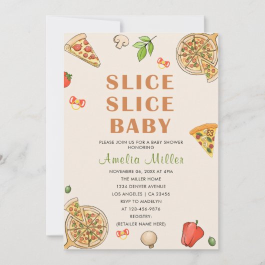 Slice Slice Baby Pizza Baby shower Kaart (Voorkant)