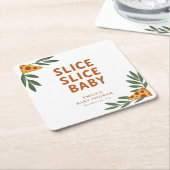 Slice Slice Baby Pizza Baby shower Kartonnen Onderzetters (Schuin)