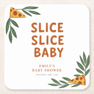 Slice Slice Baby Pizza Baby shower Kartonnen Onderzetters