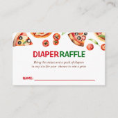 Slice slice baby pizza baby shower luier loterij informatiekaartje (Voorkant)