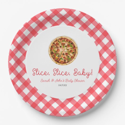 Slice, Slice, Baby! Pizza Baby shower Papieren Bordje (Voorkant)