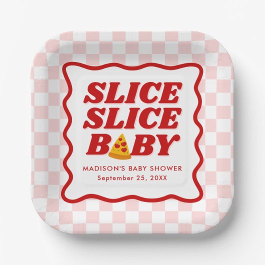 Slice Slice Baby Pizza Baby Shower Papieren Bordje (Voorkant)