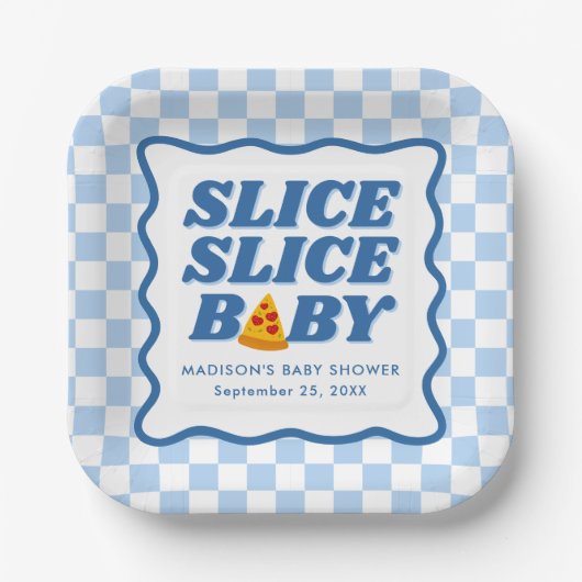 Slice Slice Baby Pizza Baby Shower Papieren Bordje (Voorkant)