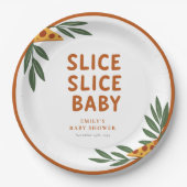 Slice Slice Baby Pizza Baby shower Papieren Bordje (Voorkant)