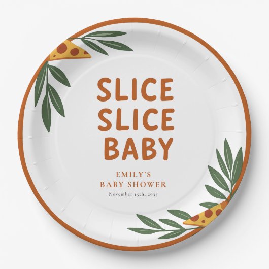 Slice Slice Baby Pizza Baby shower Papieren Bordje (Voorkant)