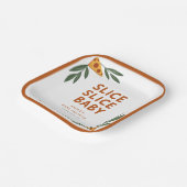 Slice Slice Baby Pizza Baby shower Papieren Bordje (Gebogen)