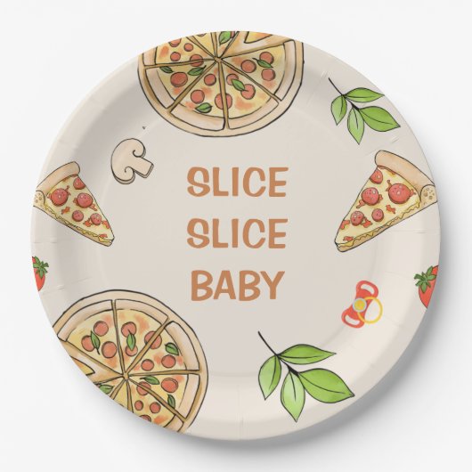 Slice Slice Baby Pizza Baby shower Papieren Bordje (Voorkant)