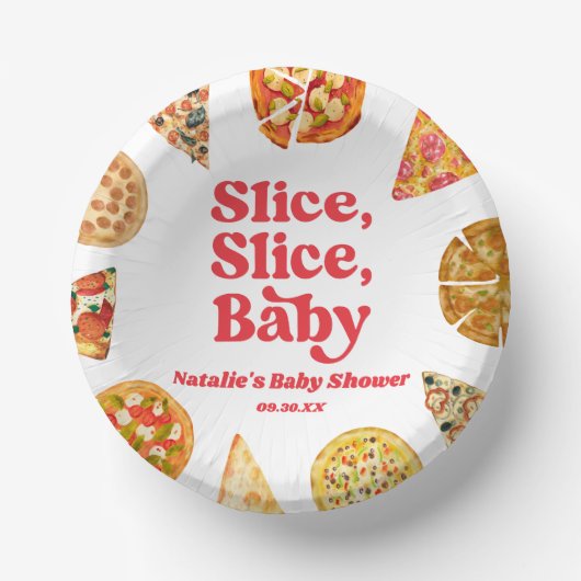 Slice, Slice, Baby! Pizza Baby shower Papieren Kommen (Voorkant)