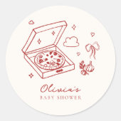Slice Slice Baby Pizza Baby shower Ronde Sticker (Voorkant)
