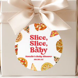 Slice, Slice, Baby! Pizza Baby Shower Ronde Sticker