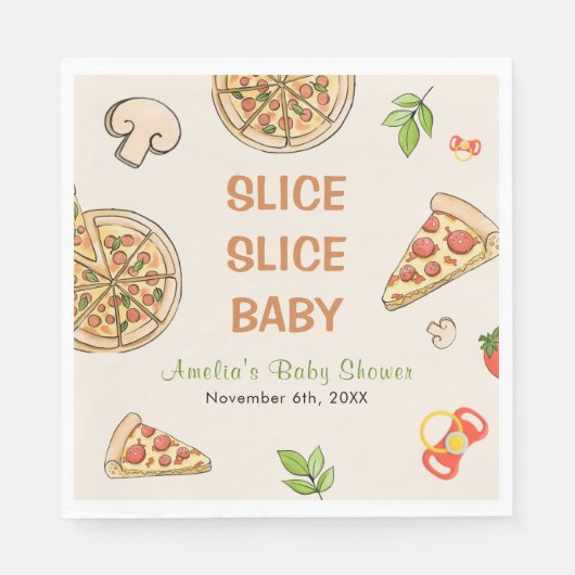Slice Slice Baby Pizza Baby shower Servet (Voorkant)