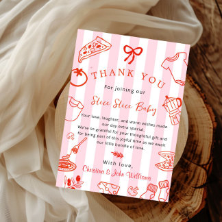 Slice Slice Baby Pizza Baby Shower Thank you Card Kaart
