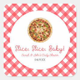 Slice, Slice, Baby! Pizza Baby shower Vierkante Sticker