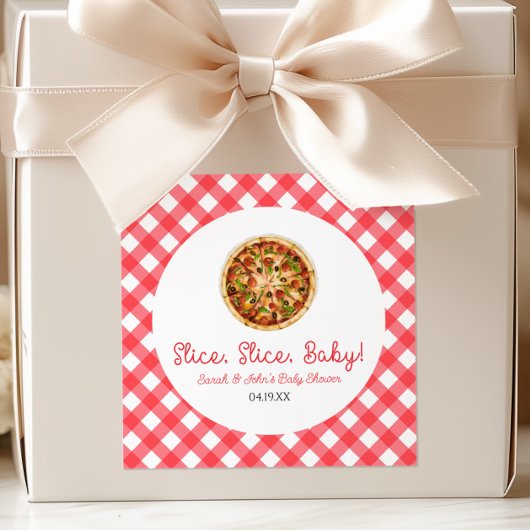Slice, Slice, Baby! Pizza Baby Shower Vierkante Sticker