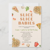 Slice Slice Baby Pizza Baby Twins Verjaardag Kaart (Voorkant)