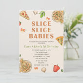 Slice Slice Baby Pizza Baby Twins Verjaardag Kaart (Staand voorkant)