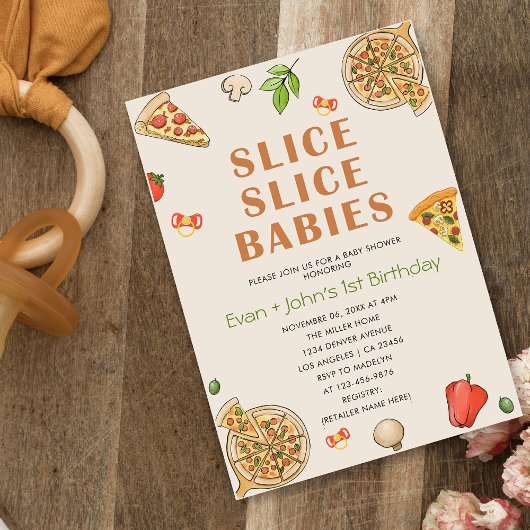 Slice Slice Baby Pizza Baby Twins Verjaardag Kaart