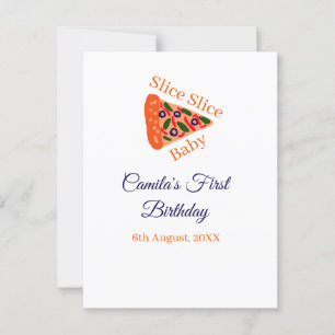 Slice Slice baby pizza bruin blauw 1e verjaardag  Briefkaart