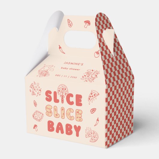 Slice Slice Baby Pizza Hand Drawn Baby Shower Bedankdoosjes (Achterkant)