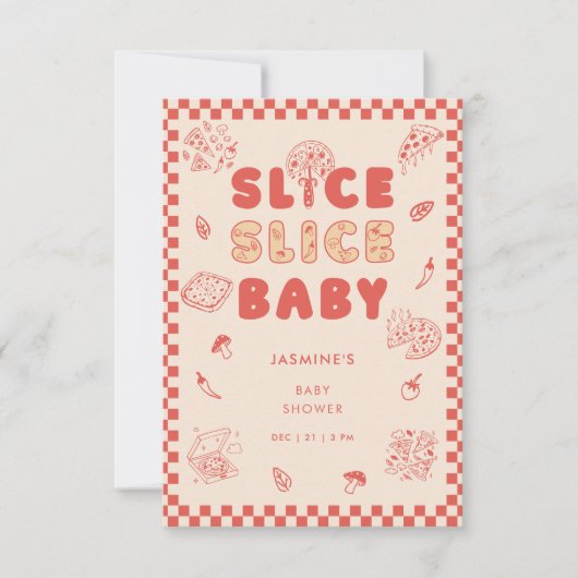 Slice Slice Baby Pizza Hand Drawn Baby Shower Bedankkaart (Voorkant)