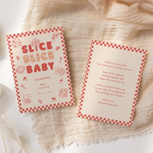 Slice Slice Baby Pizza Hand Drawn Baby Shower Bedankkaart
