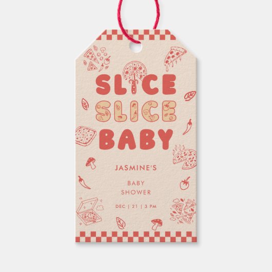 Slice Slice Baby Pizza Hand Drawn Baby Shower Cadeaulabel (Voorkant)