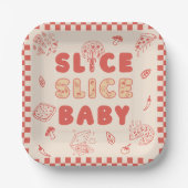 Slice Slice Baby Pizza Hand Drawn Baby Shower Papieren Bordje (Voorkant)
