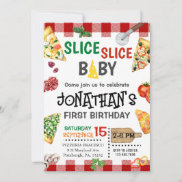 Slice Slice Baby Pizza Party 1e Verjaardag Kaart