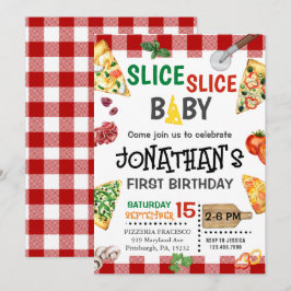 Slice Slice Baby Pizza Party 1e Verjaardag Kaart