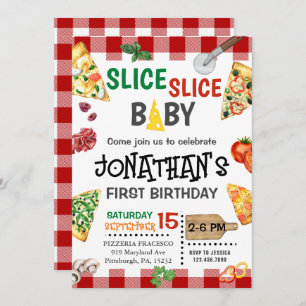 Slice Slice Baby Pizza Party 1e Verjaardag Kaart