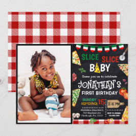 Slice Slice Baby Pizza Party 1e Verjaardag Kaart