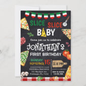 Slice Slice Baby Pizza Party 1e Verjaardag Kaart (Voorkant)