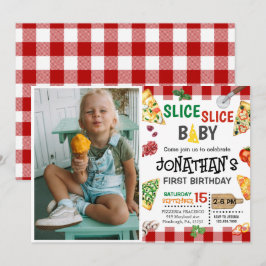 Slice Slice Baby Pizza Party 1e Verjaardag Kaart