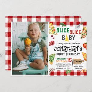 Slice Slice Baby Pizza Party 1e Verjaardag Kaart