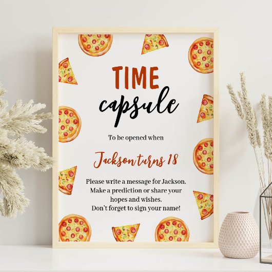 Slice Slice Baby Pizza Verjaardag Tijd Capsule Tek Poster
