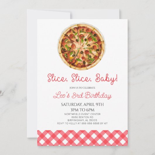 Slice, Slice, Baby! Pizza Verjaardagsfeestje Kaart (Voorkant)