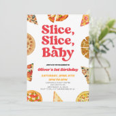 Slice, Slice, Baby! Pizza Verjaardagsfeestje Kaart (Staand voorkant)