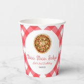 Slice, Slice, Baby! Pizza Verjaardagsfeestje Papieren Bekers (Achterkant)