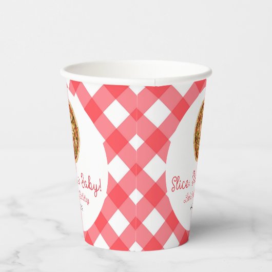 Slice, Slice, Baby! Pizza Verjaardagsfeestje Papieren Bekers (Rechts)