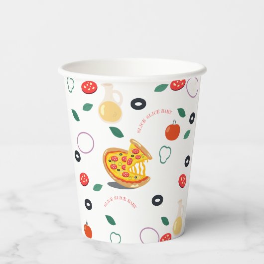 Slice Slice Baby Pizza Verjaardagsfeestje Papieren Bekers (Achterkant)