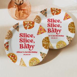 Slice, Slice, Baby! Pizza Verjaardagsfeestje Papieren Bordje