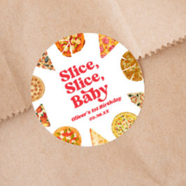Slice, Slice, Baby! Pizza Verjaardagsfeestje Ronde Sticker